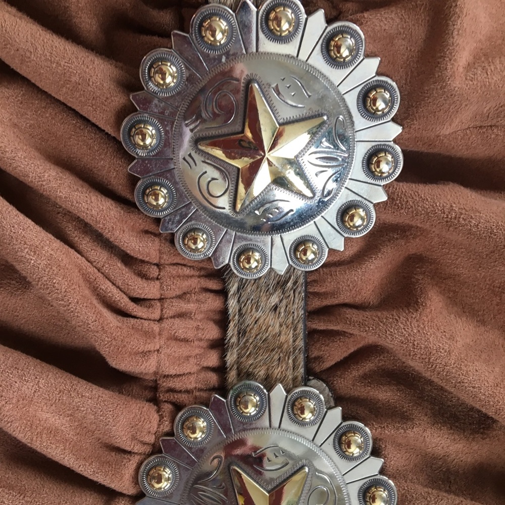 COPY - Vintage cowhide and silver concho belt.